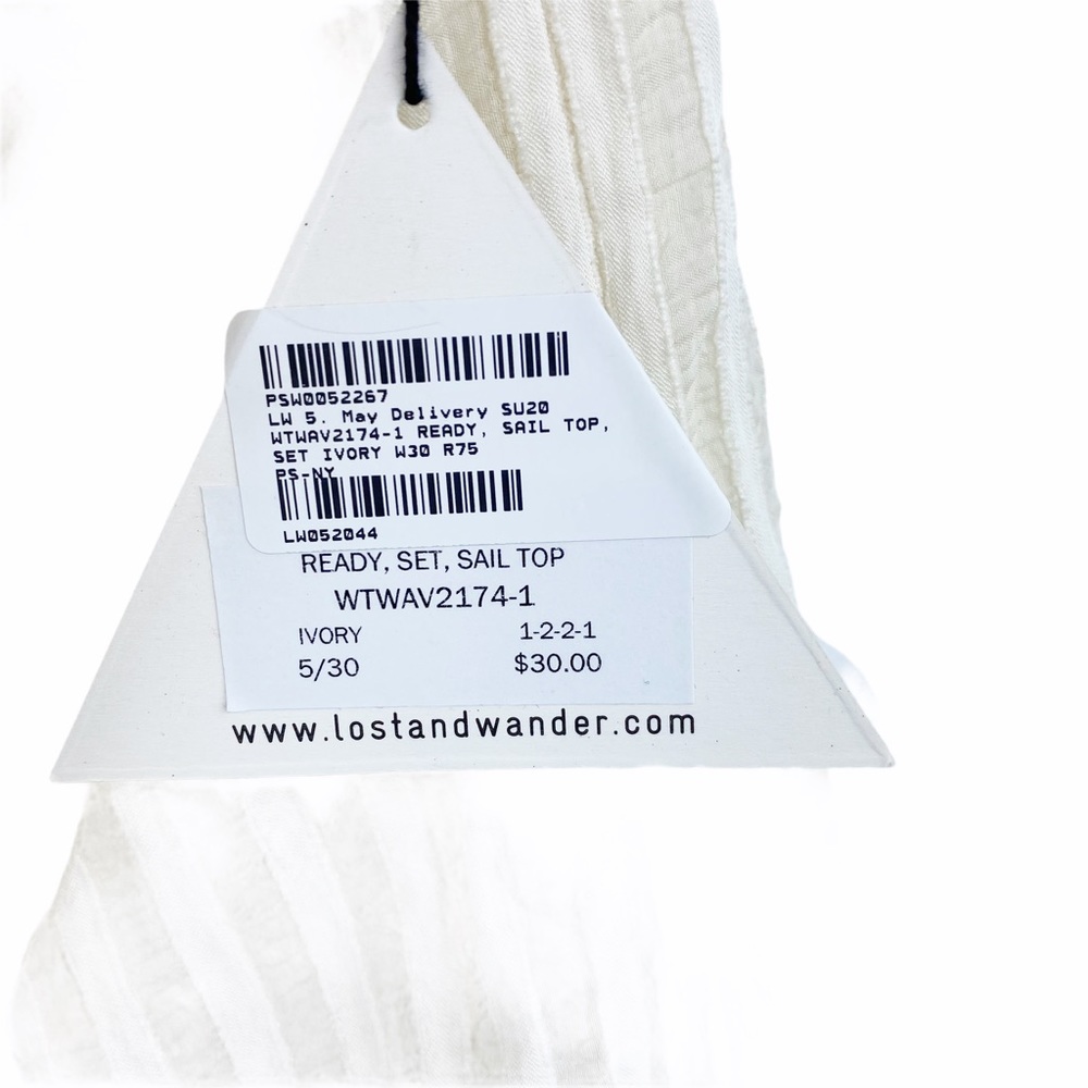 NWT Lost & Wander Off Shoulder Cropped Ready Set Sail Top Ivory Striped Size 6 - Picture 3 of 6